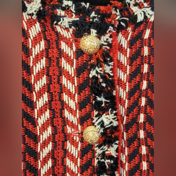 Vici Faux Tweed Red and Black Blazer/Jacket Size M - Picture 5 of 9